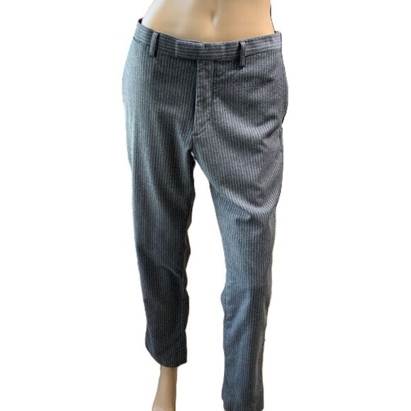 Banana Republic Gray Striped Pattern Belt Loops Zip Fly Pants Womans Size 31x30 - Picture 1 of 14